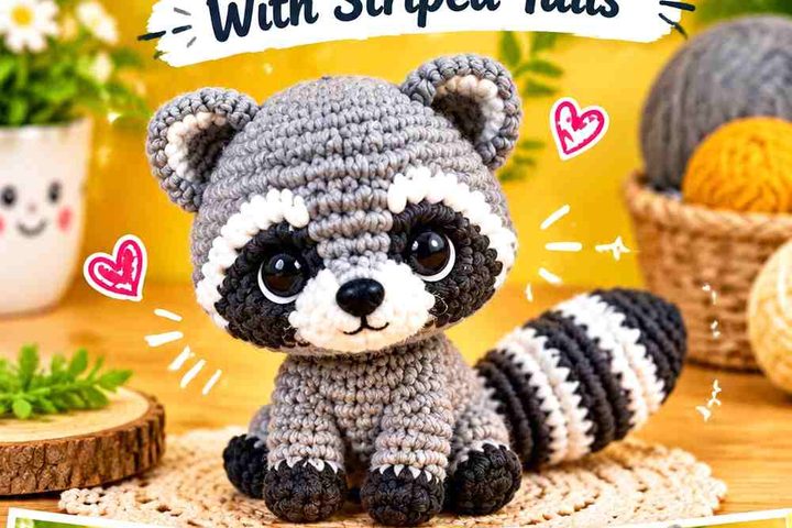 Crochet Baby Raccoon Amigurumi Ideas With Striped Tails and Soft Color Schemes