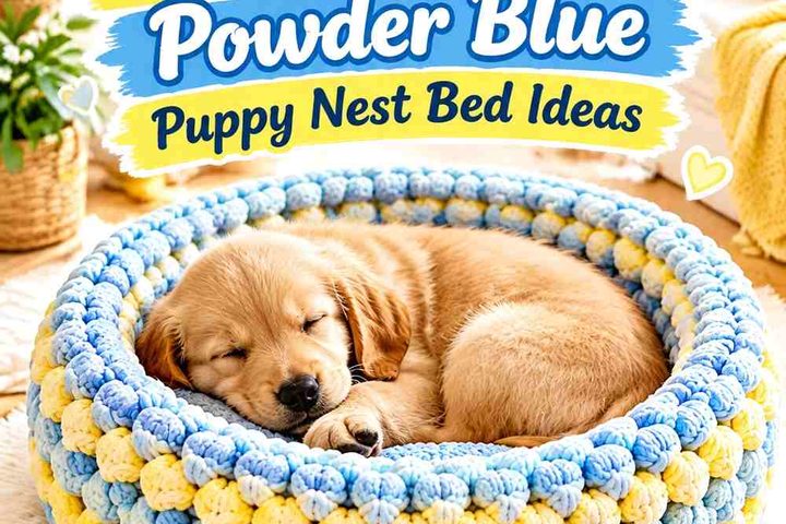 Crochet Butter Yellow and Powder Blue Puppy Nest Bed Ideas
