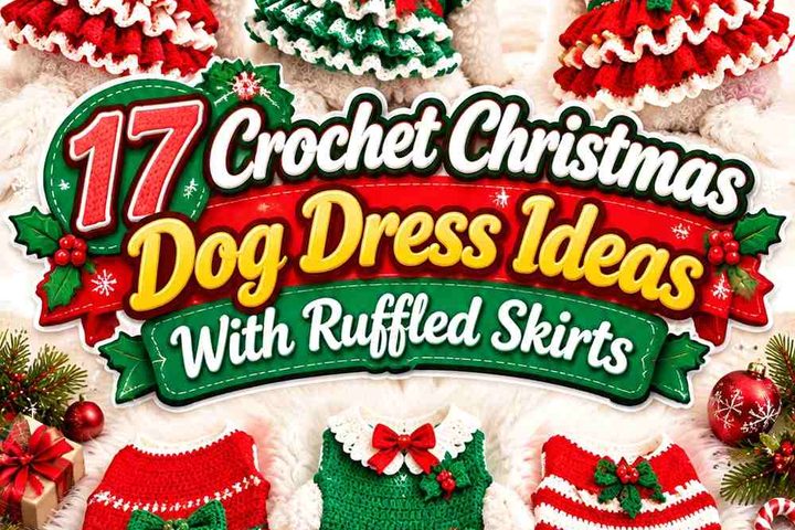 Crochet Christmas Dog Dress Ideas With Ruffled Skirts