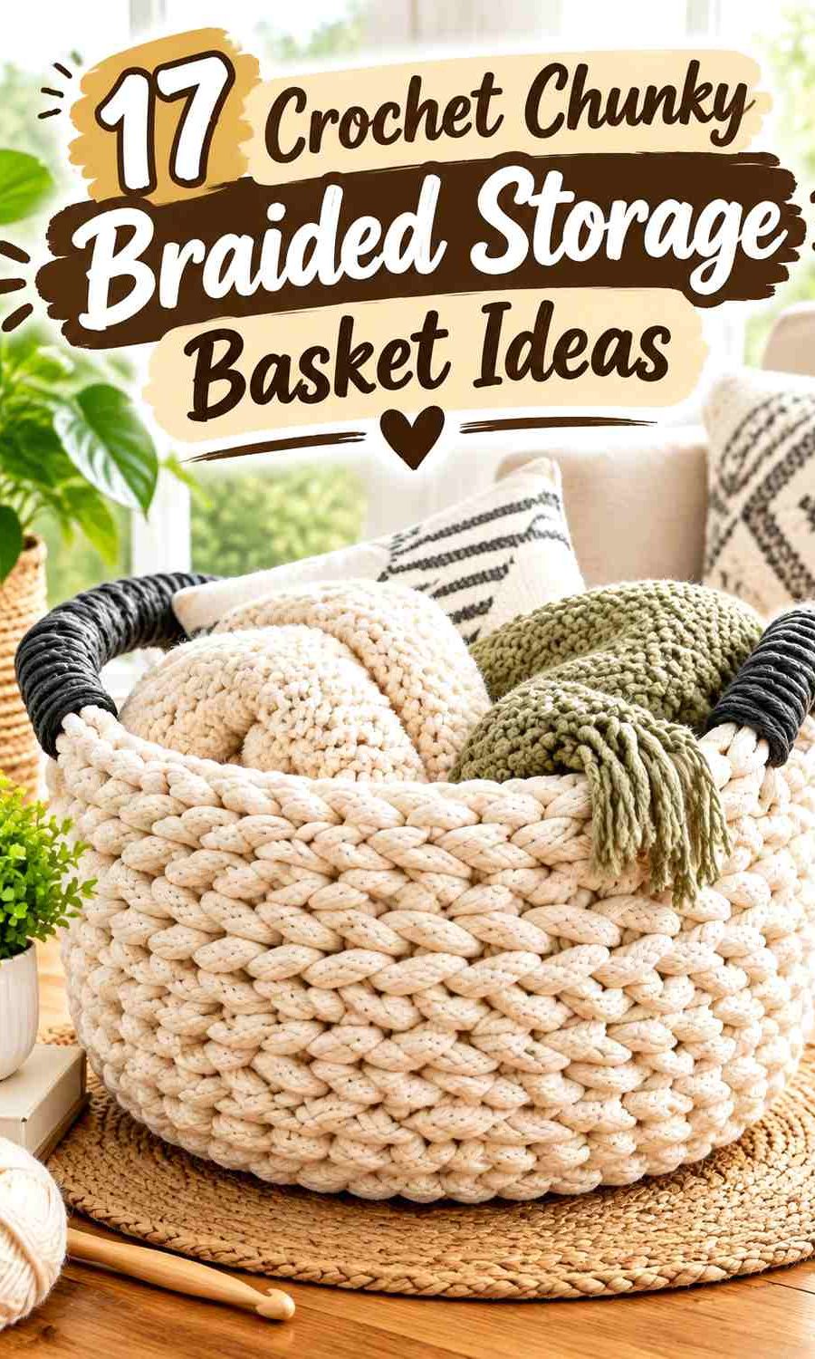 Crochet Chunky Braided Storage Basket Ideas for Stylish Organization
