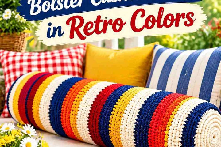 Crochet Circus Stripe Bolster Cushion Ideas in Retro Colors