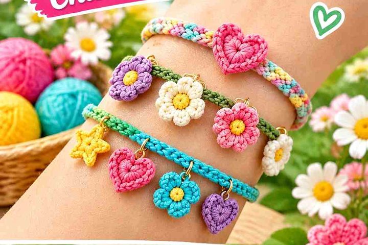 Crochet Colorful Friendship Charm Bracelet Ideas