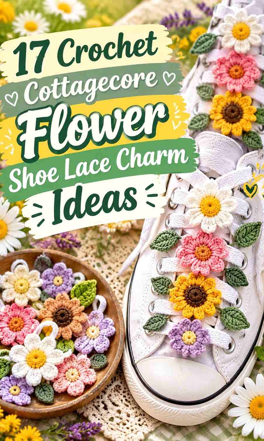 Crochet Cottagecore Flower Shoe Lace Charm Ideas
