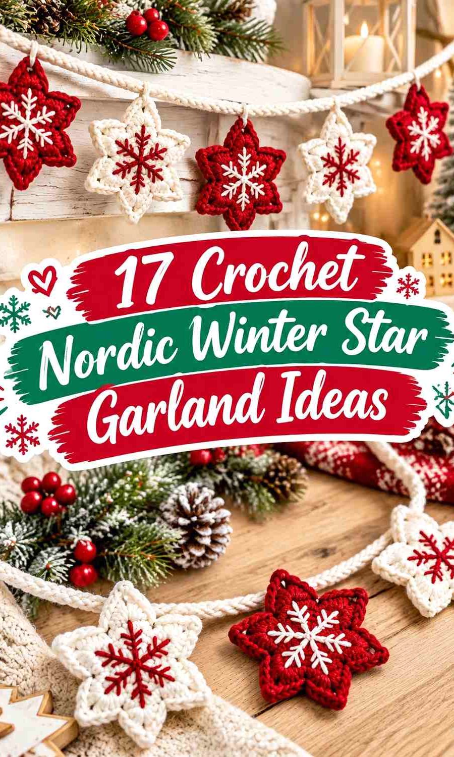 Crochet Nordic Winter Star Garland Ideas in Cozy Scandinavian-Inspired Colors
