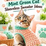 Crochet Peach and Mint Green Cat Sleeveless Sweater Ideas
