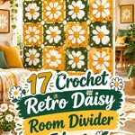 Crochet Retro Daisy Room Divider Ideas With Vintage Color Palettes