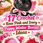 Crochet Rose Pink and Ivory Puppy Winter Bonnet Ideas