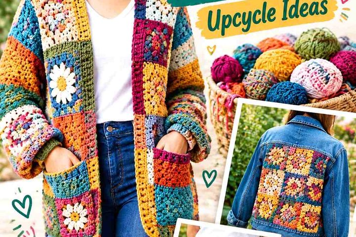 Crochet Scrap Yarn Patchwork Clothing Upcycle Ideas