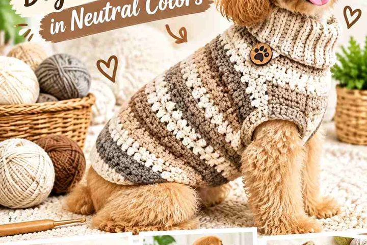Crochet Turtleneck Dog Sweater Ideas in Neutral Colors