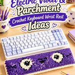 17 Electric Violet & Parchment Crochet Keyboard Wrist Rest Ideas