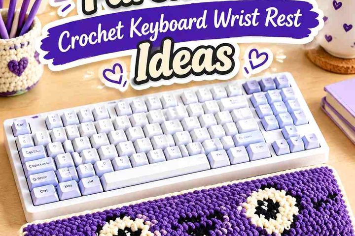 17 Electric Violet & Parchment Crochet Keyboard Wrist Rest Ideas