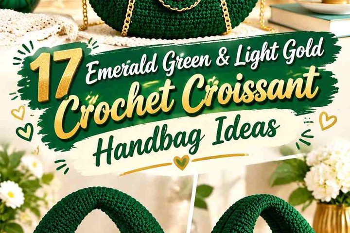 Emerald Green & Light Gold Crochet Croissant Handbag Ideas