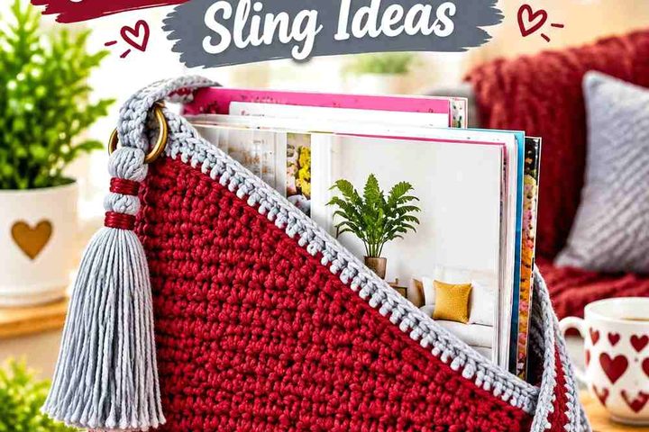 17 Garnet & Moonlight Gray Crochet Magazine Holder Sling Ideas
