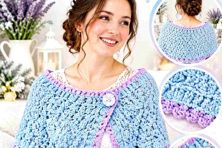 17 Icy Blue & Lavender Crochet Frosted Capelet Ideas