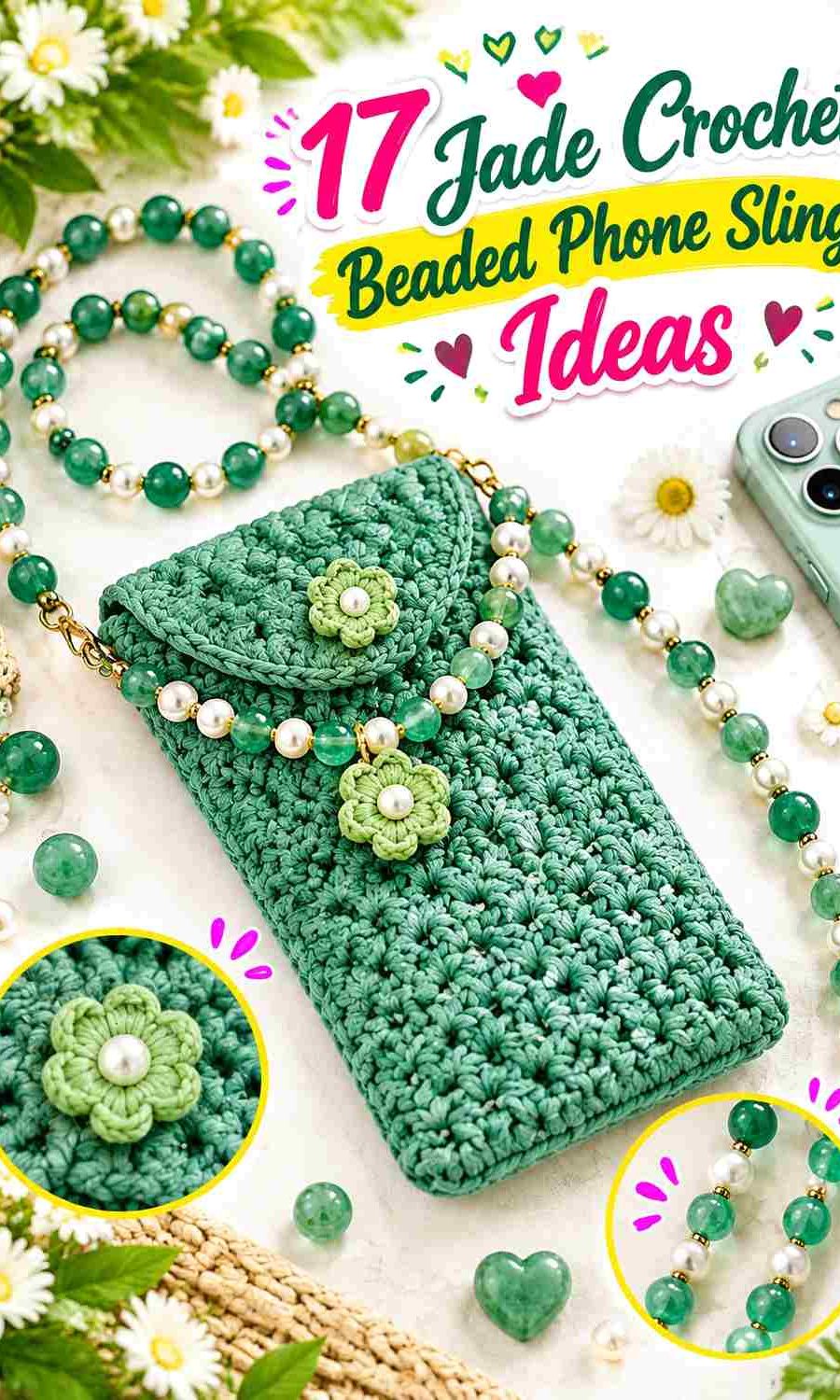 17 Jade Crochet Beaded Phone Sling Ideas