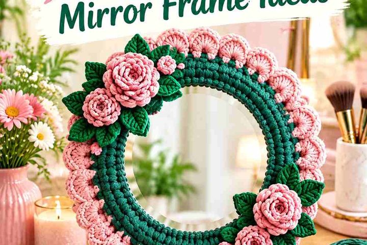 17 Jade & Dusty Pink Crochet Vanity Mirror Frame Ideas