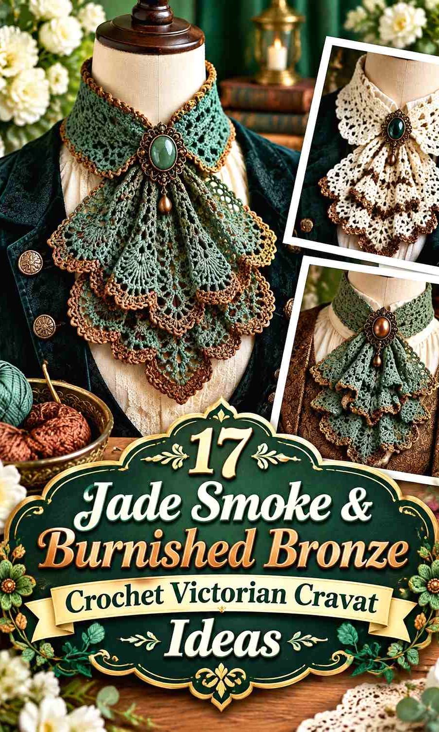 Jade Smoke & Burnished Bronze Crochet Victorian Cravat Ideas