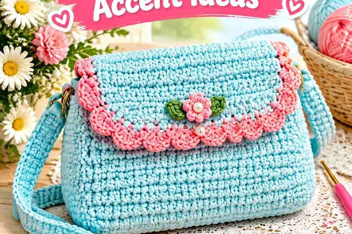 Lagoon Blue & Persimmon Pink Crochet Bag Flap Accent Ideas
