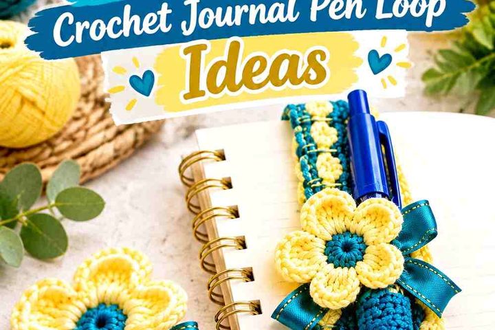 Malachite Blue & Custard Yellow Crochet Journal Pen Loop Ideas