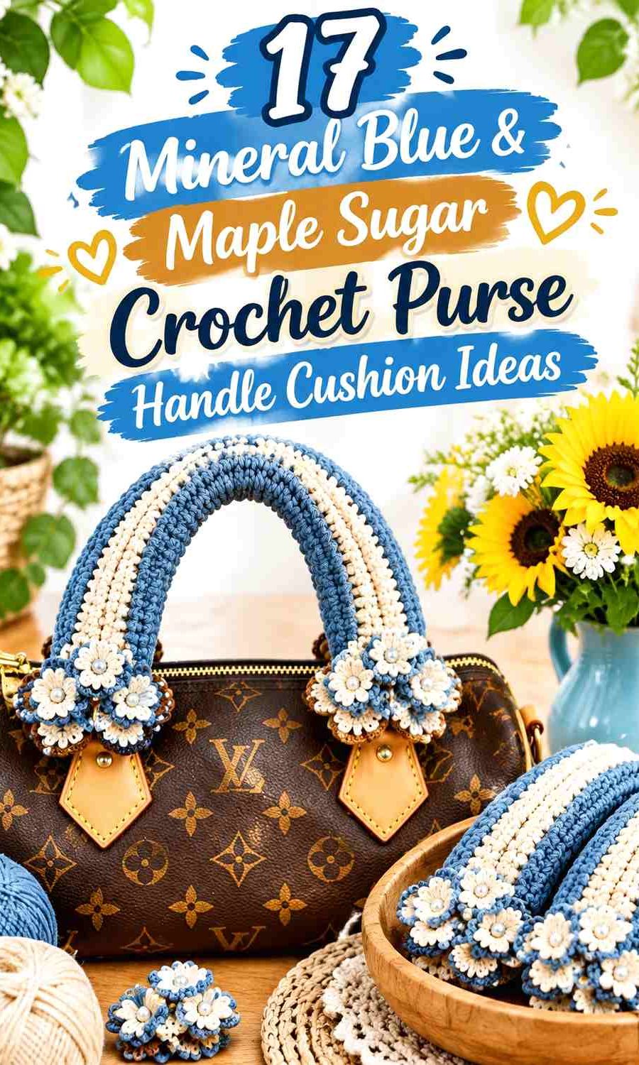 Mineral Blue & Maple Sugar Crochet Purse Handle Cushion Ideas