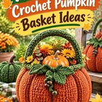 17 Moss Green & Rust Crochet Pumpkin Basket Ideas