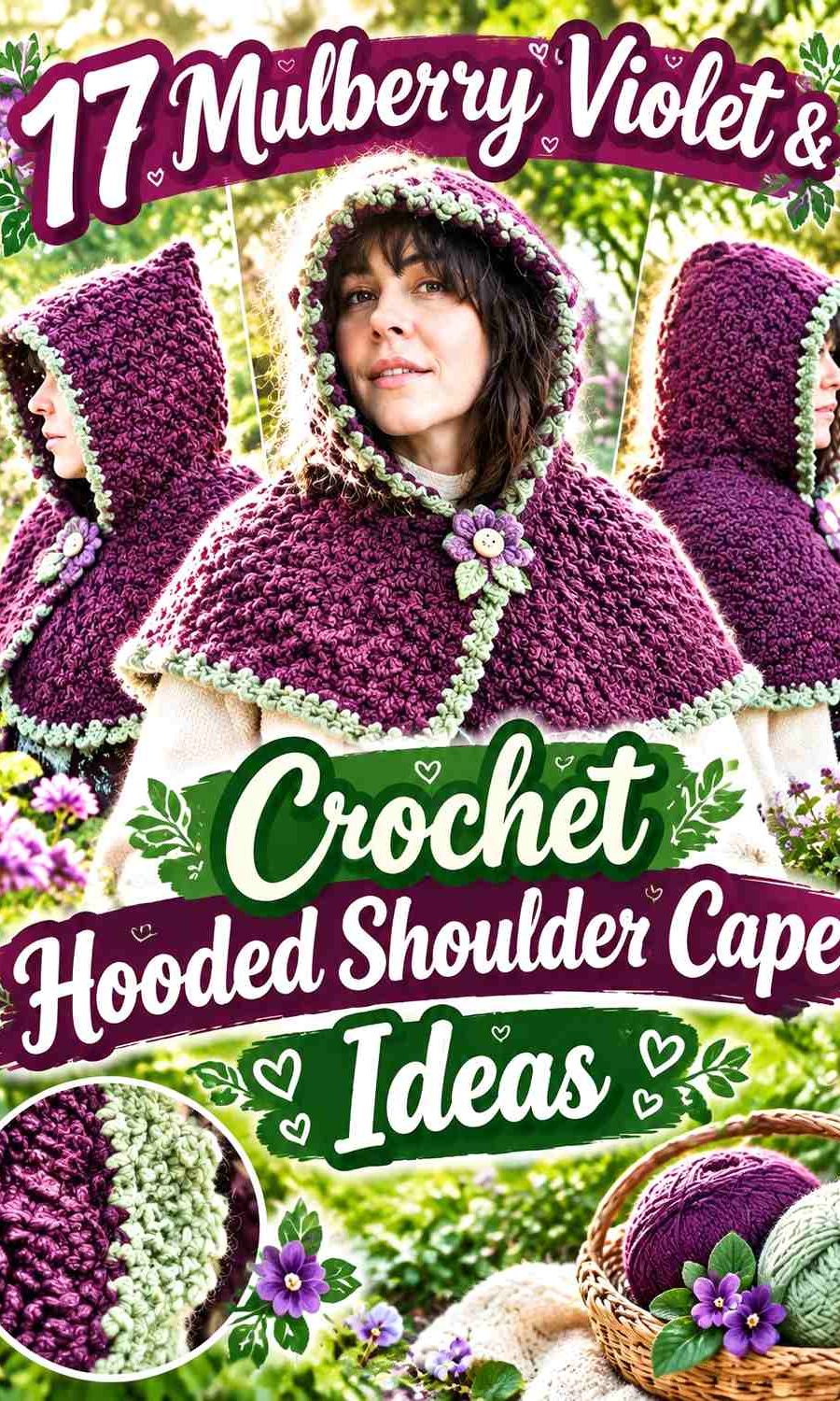 Mulberry Violet & Sage Milk Crochet Hooded Shoulder Cape Ideas