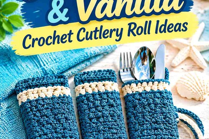 Ocean Ink & Vanilla Crochet Cutlery Roll Ideas