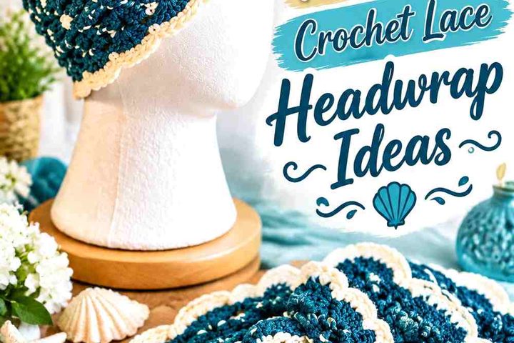 Ocean Teal & Vanilla Cream Crochet Lace Headwrap Ideas