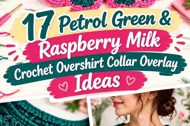 Petrol Green & Raspberry Milk Crochet Overshirt Collar Overlay Ideas