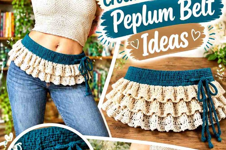 17 Petrol Teal & Parchment Crochet Detachable Peplum Belt Ideas