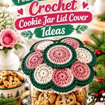 Pine Needle & Rose Beige Crochet Cookie Jar Lid Cover Ideas
