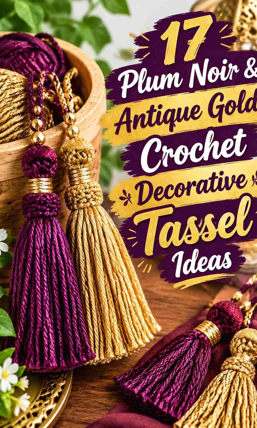 17 Plum Noir & Antique Gold Crochet Decorative Tassel Ideas