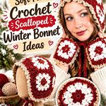 Ruby Red & Soft Fawn Crochet Scalloped Winter Bonnet Ideas
