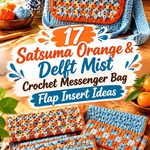 Satsuma Orange & Delft Mist Crochet Messenger Bag Flap Insert Ideas
