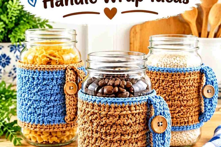 17 Sienna & Moonstone Blue Crochet Kitchen Jar Handle Wrap Ideas
