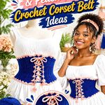 Ultramarine Blue & Peach Frost Crochet Corset Belt Ideas