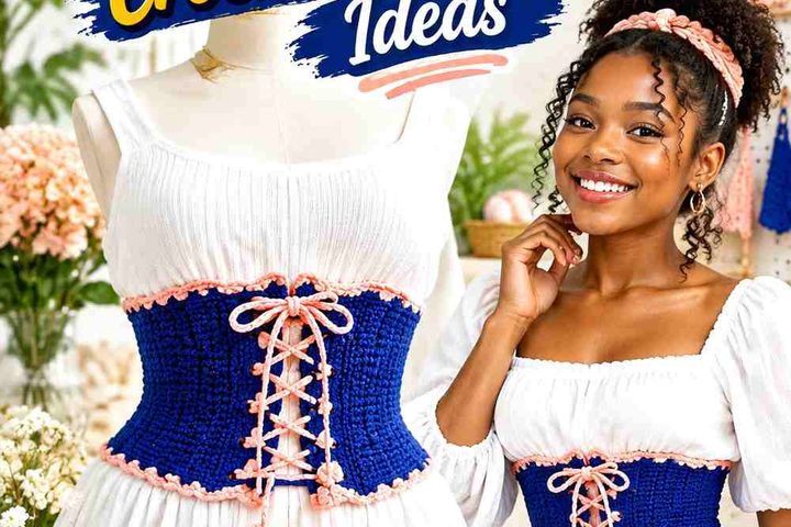 Ultramarine Blue & Peach Frost Crochet Corset Belt Ideas