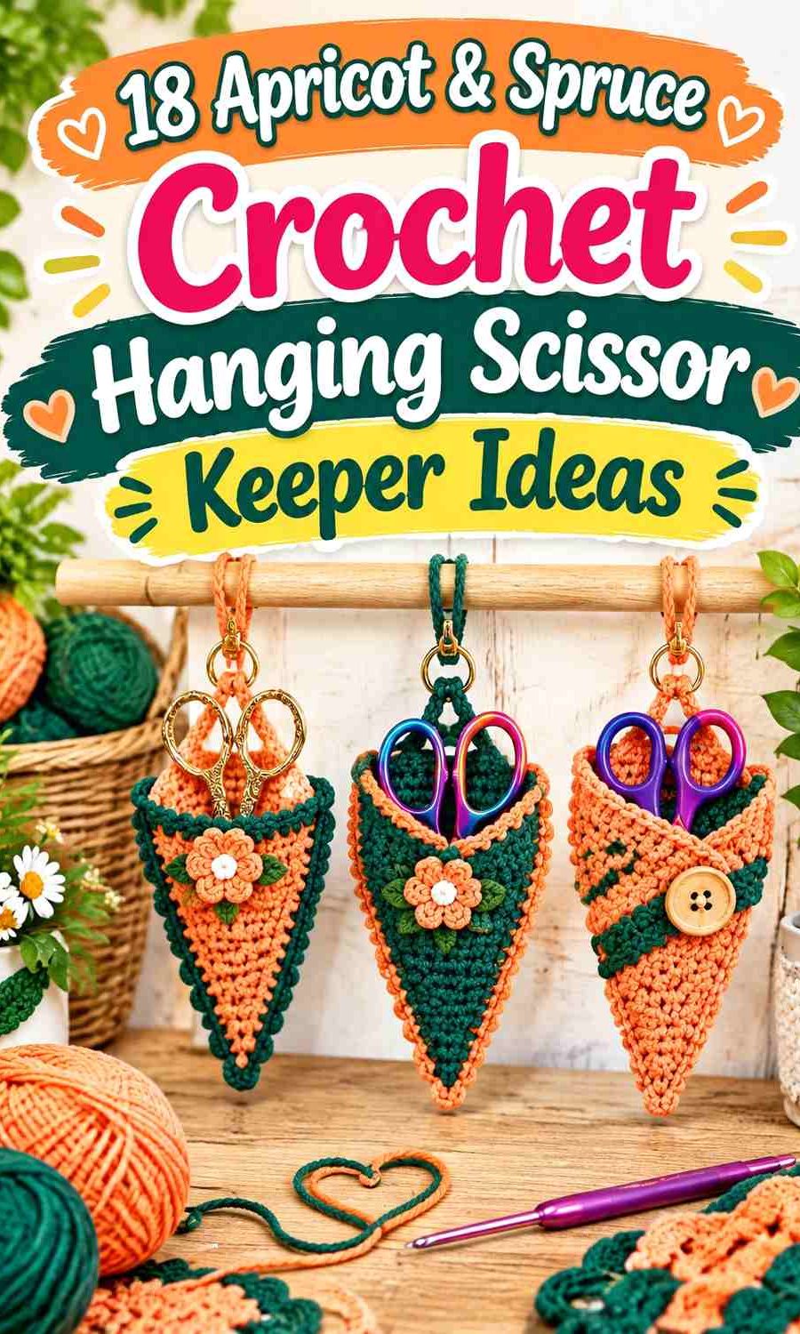 Apricot & Spruce Crochet Hanging Scissor Keeper Ideas