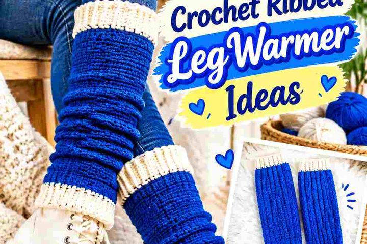 18 Cobalt Blue & Cream Crochet Ribbed Leg Warmer Ideas