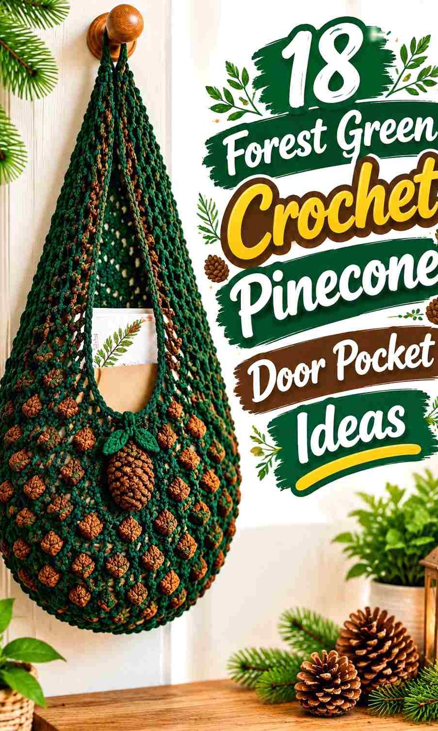 18 Forest Green Crochet Pinecone Door Pocket Ideas