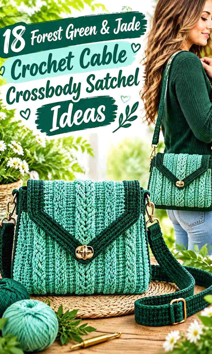 18 Forest Green & Jade Crochet Cable Crossbody Satchel Ideas