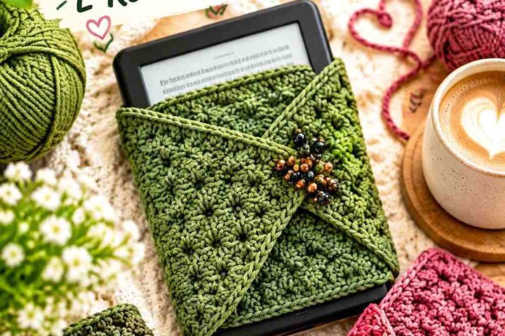 18 Lichen Green & Copper Rose Crochet E-Reader Hand Strap Ideas