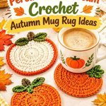 18 Persimmon & Cream Crochet Autumn Mug Rug Ideas
