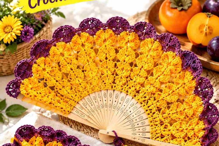 18 Persimmon & Plum Crochet Decorative Fan Ideas