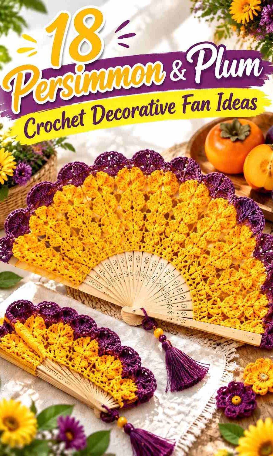 18 Persimmon & Plum Crochet Decorative Fan Ideas