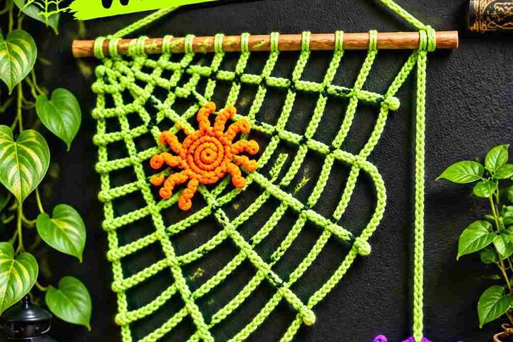 18 Poison Apple Green Crochet Spiderweb Wall Hanging Ideas