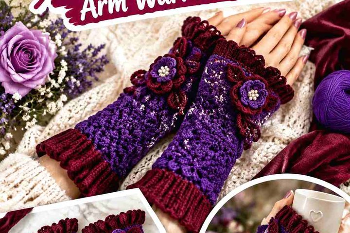 18 Royal Purple & Burgundy Crochet Dramatic Arm Warmer Ideas