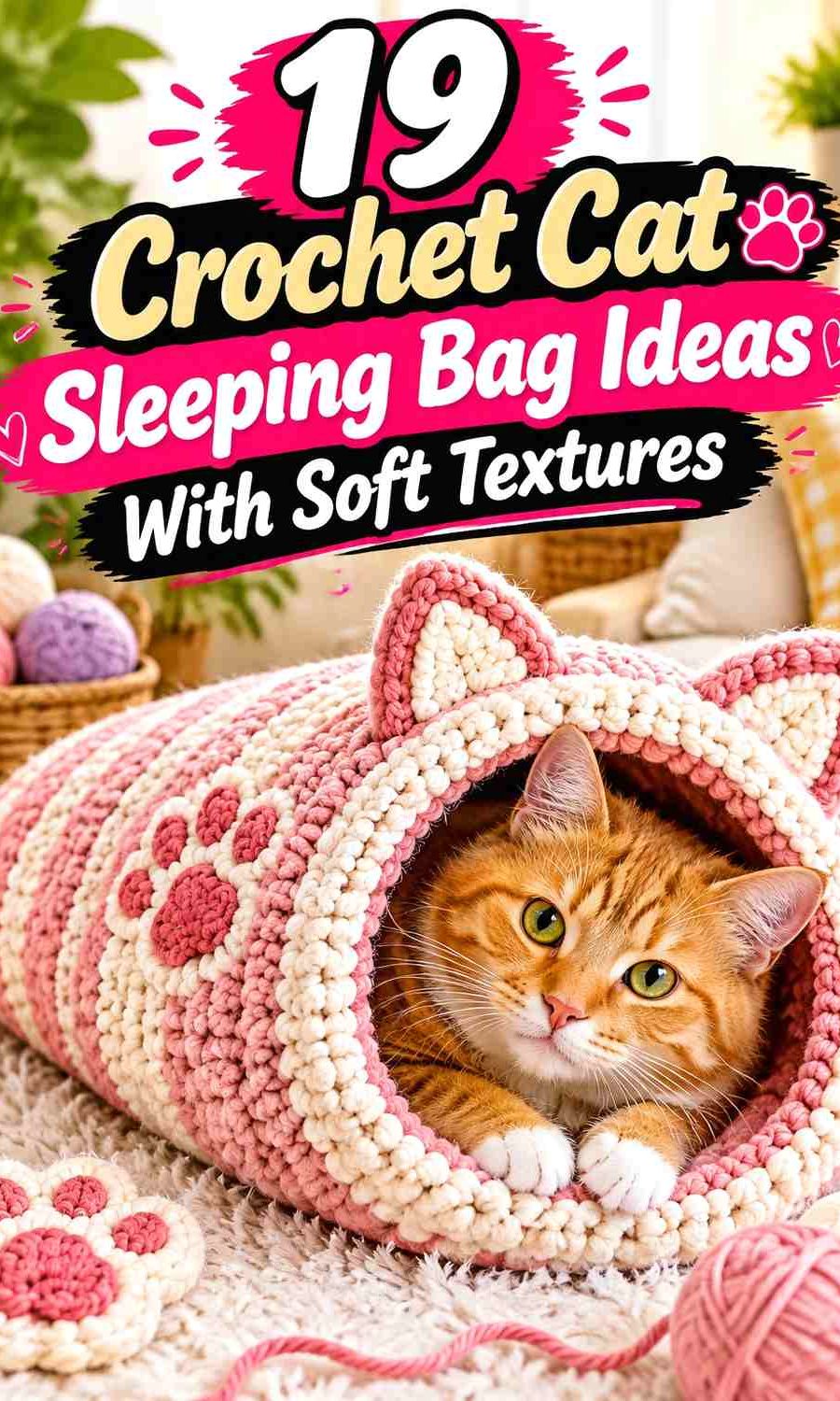 Crochet Cat Sleeping Bag Ideas With Soft Textures