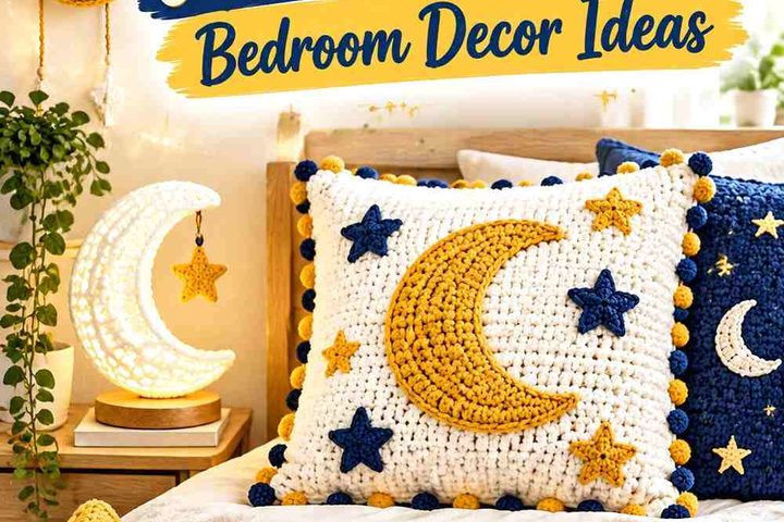 Crochet Celestial Moon and Star Bedroom Decor Ideas With Dreamy Color Schemes