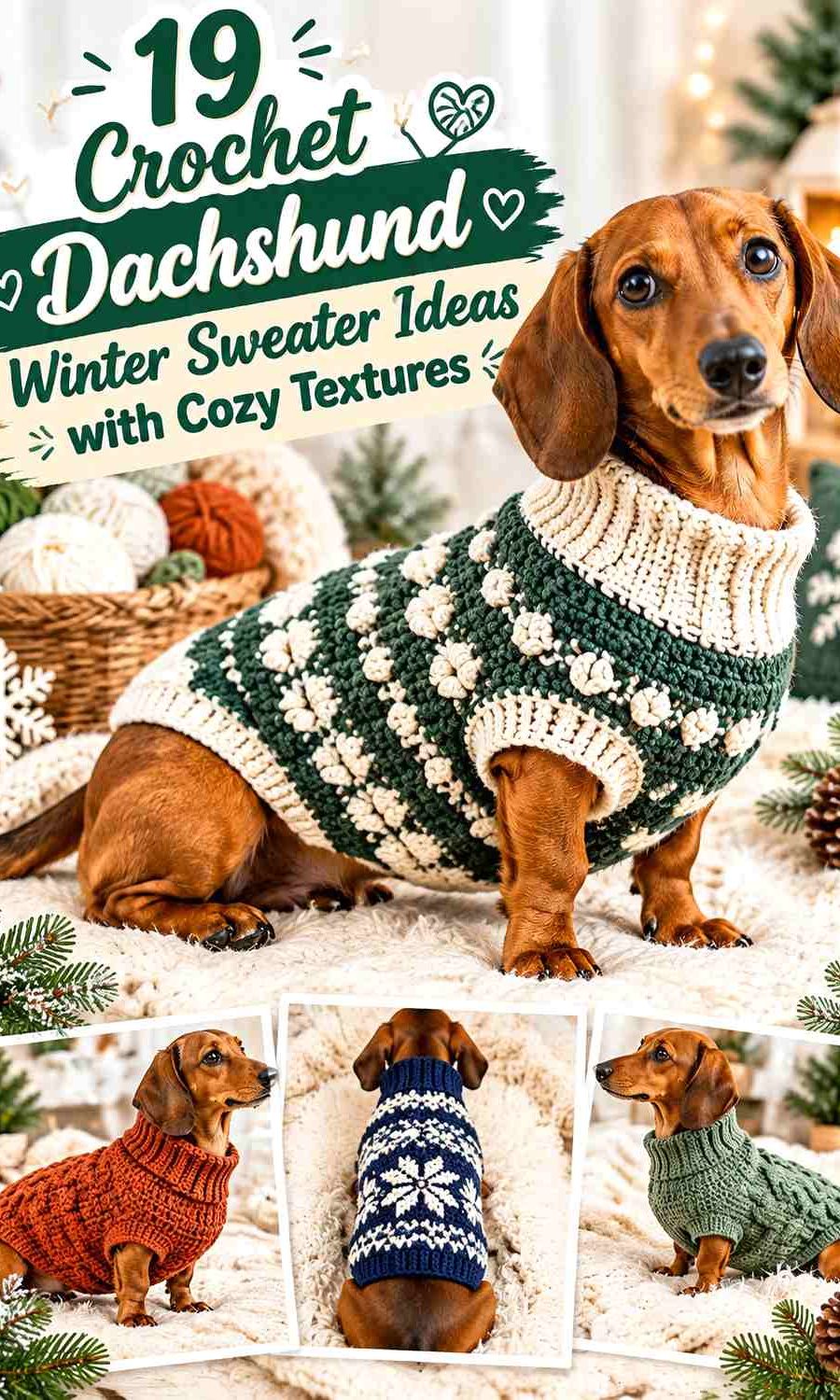 Crochet Dachshund Winter Sweater Ideas with Cozy Textures